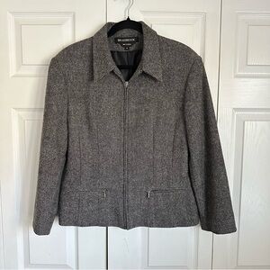 Braebrook Jacket Womens M Gray Wool Zip Up Tweed Blazer Office Preppy Old Money
